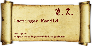 Maczinger Kandid névjegykártya